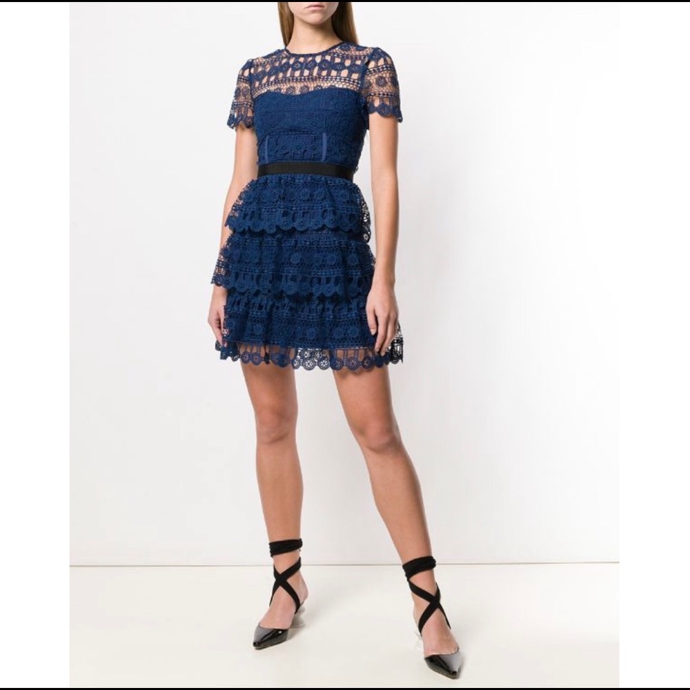 Self-Portrait Layered Lace Mini Dress